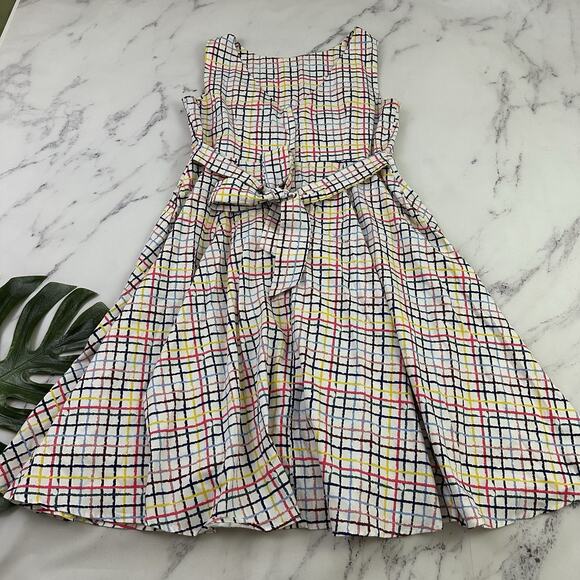 Modcloth Collectif Womens Retro Midi Dress Size 16 US White Rainbow Plaid Pocket - Picture 10 of 15